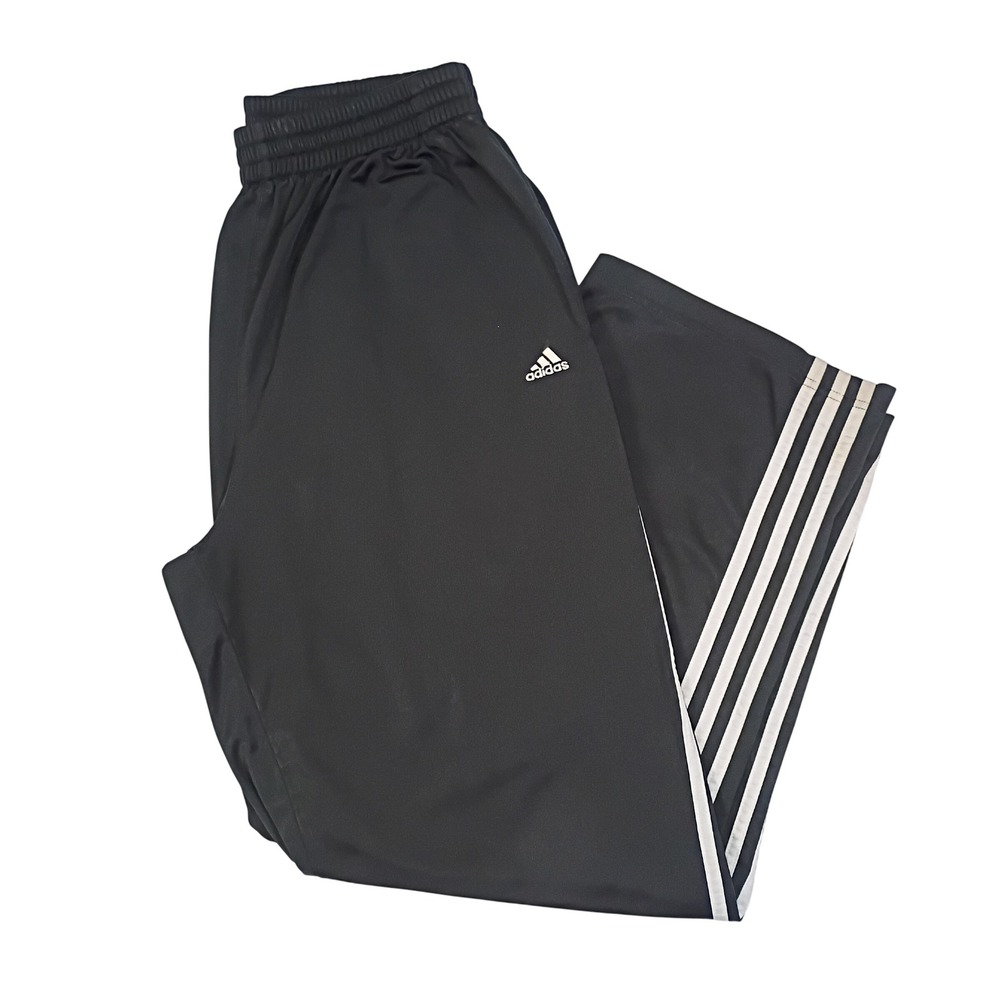 Adidas Mens Black White 3 Stripe Track Pants Large‎ AUZ002 Athletic Gym Joggers